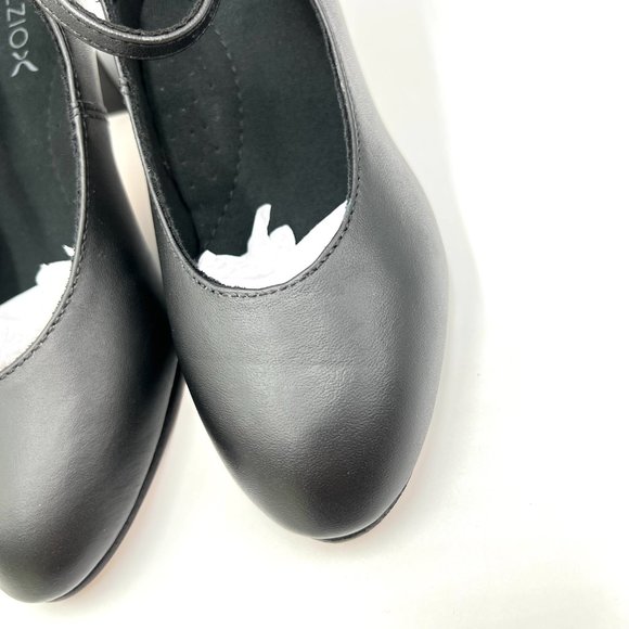 5W 5 WIDE Capezio Womens 650 Student Footlight Black Leather Dance Heels Shoes - Picture 5 of 13